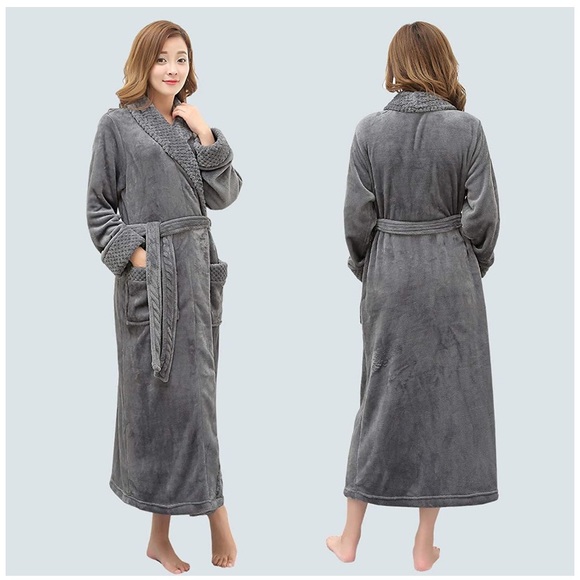 Long Bath Robe Plush Soft Fleece Bathrobes - Picture 5 of 6
